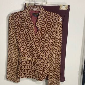 Women's Burgundy and Gold Skirt Set